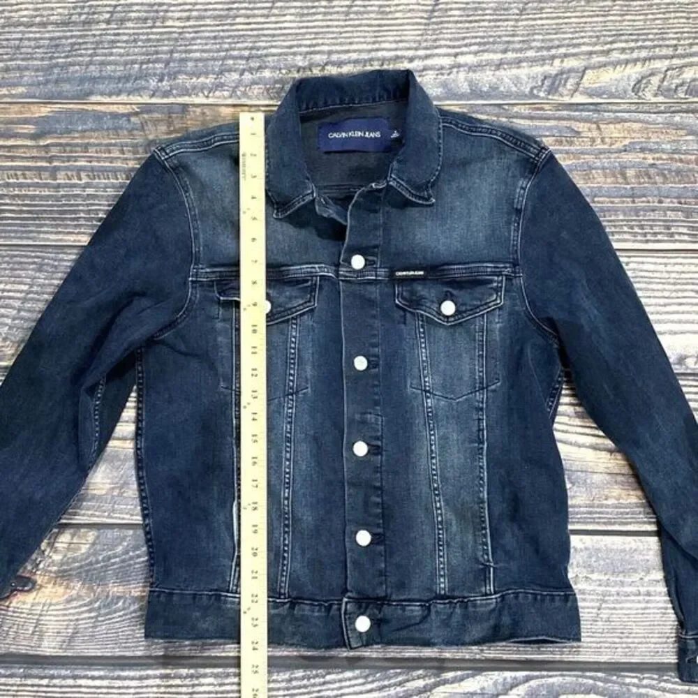 Calvin Klein Men's Denim Jacket Size Medium‎ Dark Blue Wash Stretch
